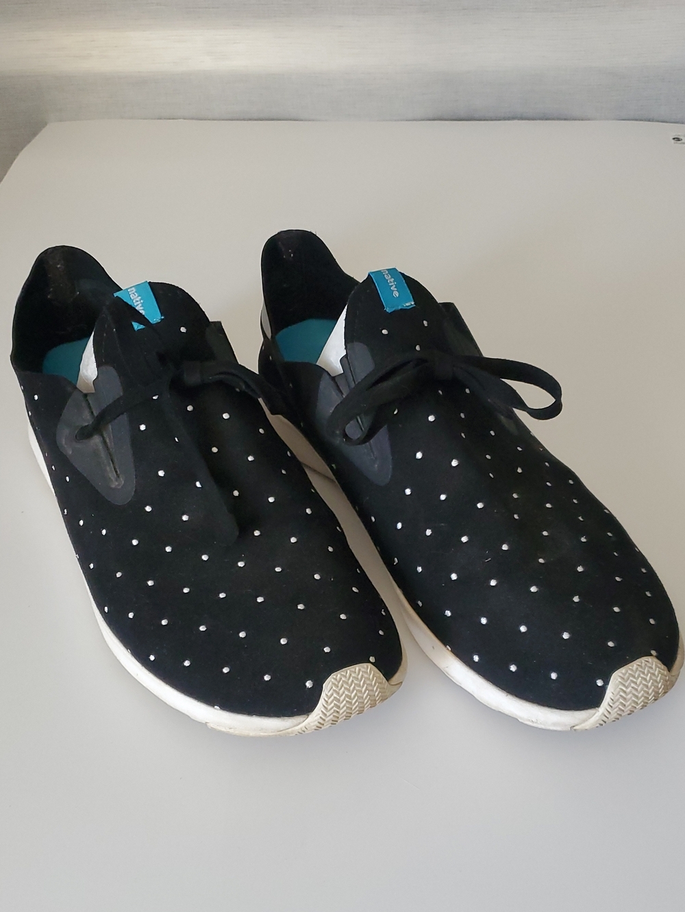 Native Shoes Casual Black Slip-On Sneakers with White Dot Detail Size 11